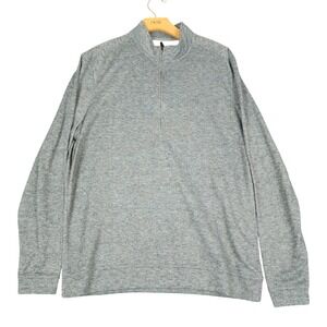Johnnie O Men's Quarter Zip Pullover Sweater‎ L Heathered Gray Polyester Casual
